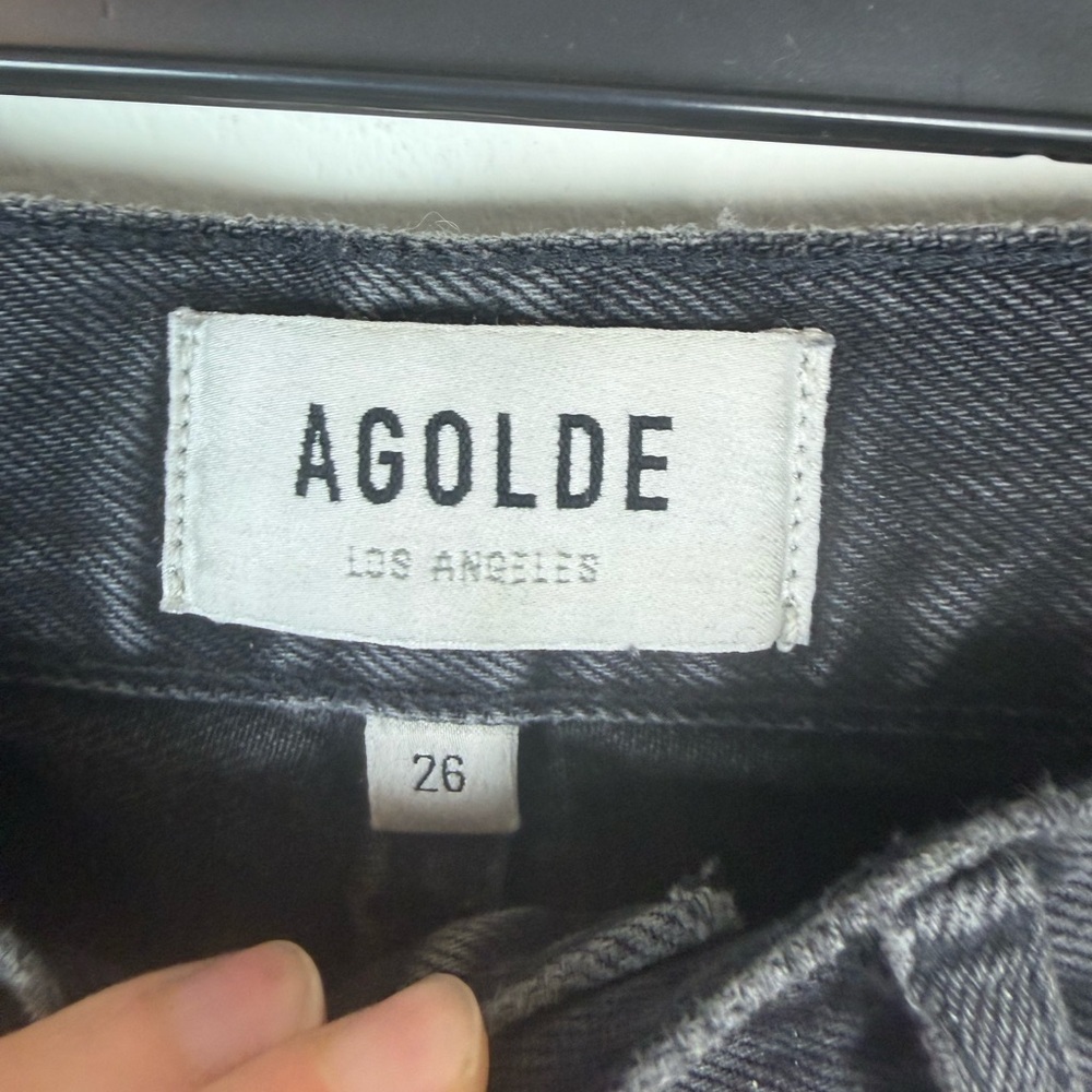 Agolde 90s Crop Jeans Shutter Black Distressed Size 26 - Picture 7 of 12
